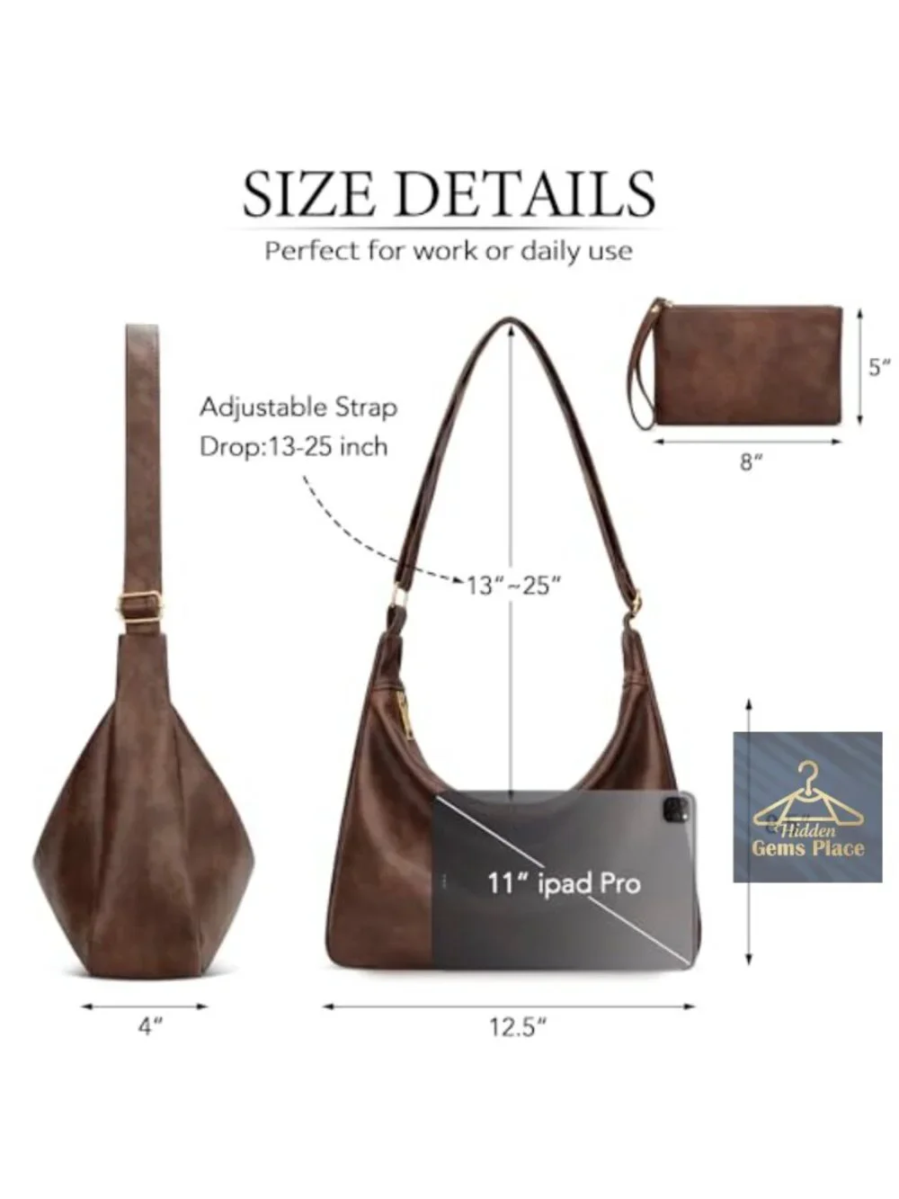 Ultra Soft Vegan Leather Slouchy Hobo Bag Shoulder Crossbody